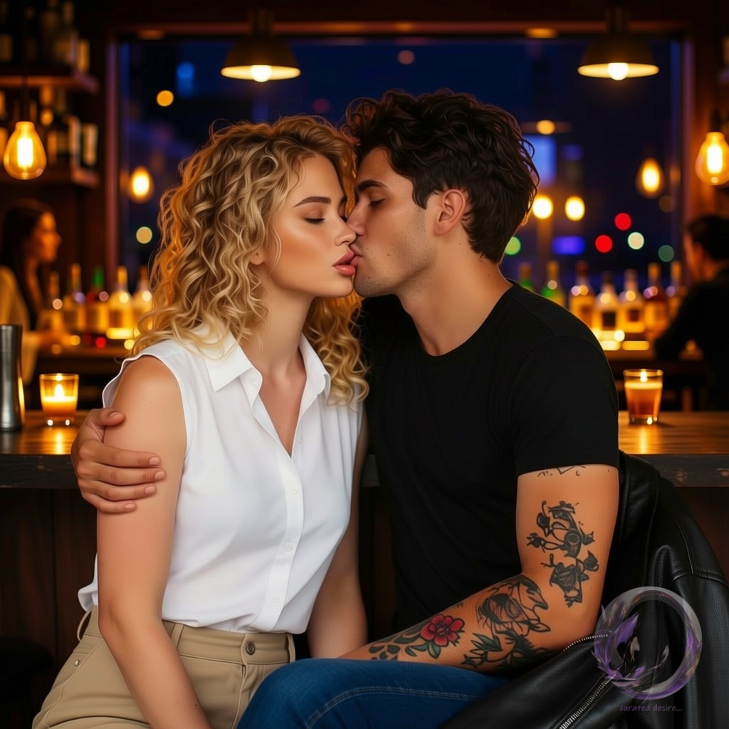 Sadie kissing a bad boy, by Ophelio
